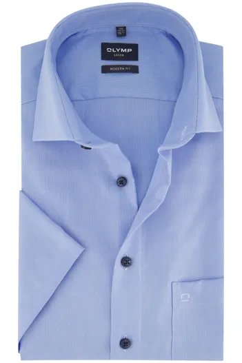 Olymp Olymp blauw overhemd korte mouw Luxor Modern Fit