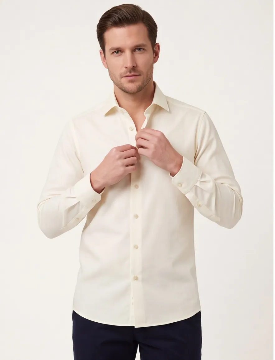 Effen ecru Olymp modern fit overhemd