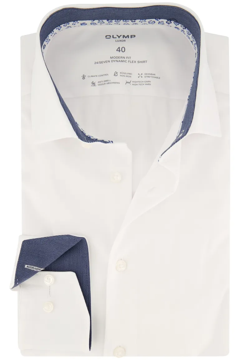 Olymp Luxor overhemd Modern Fit wit katoen 24 seven