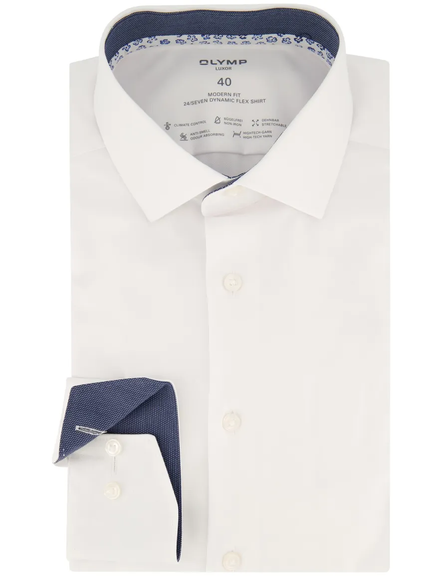 Olymp Luxor overhemd Modern Fit wit katoen 24 seven