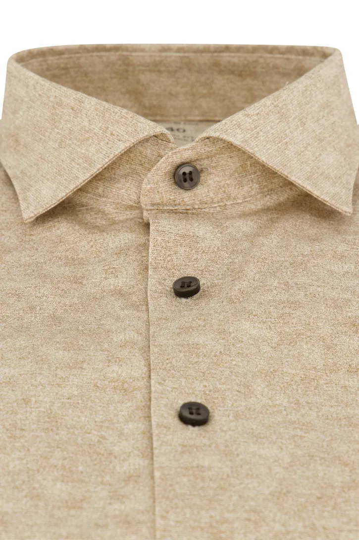 katoenen Olymp business overhemd normale fit beige geprint