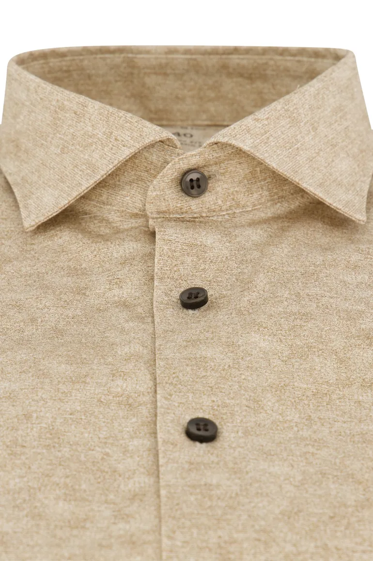 Olymp overhemd beige gemeleerd body fit