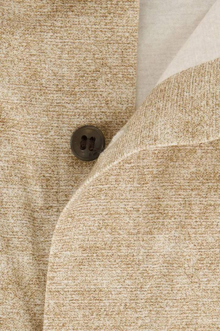 katoenen Olymp business overhemd normale fit beige geprint