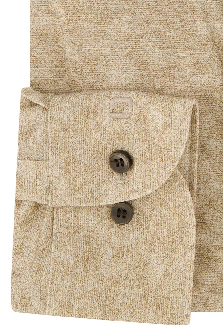 katoenen Olymp business overhemd normale fit beige geprint