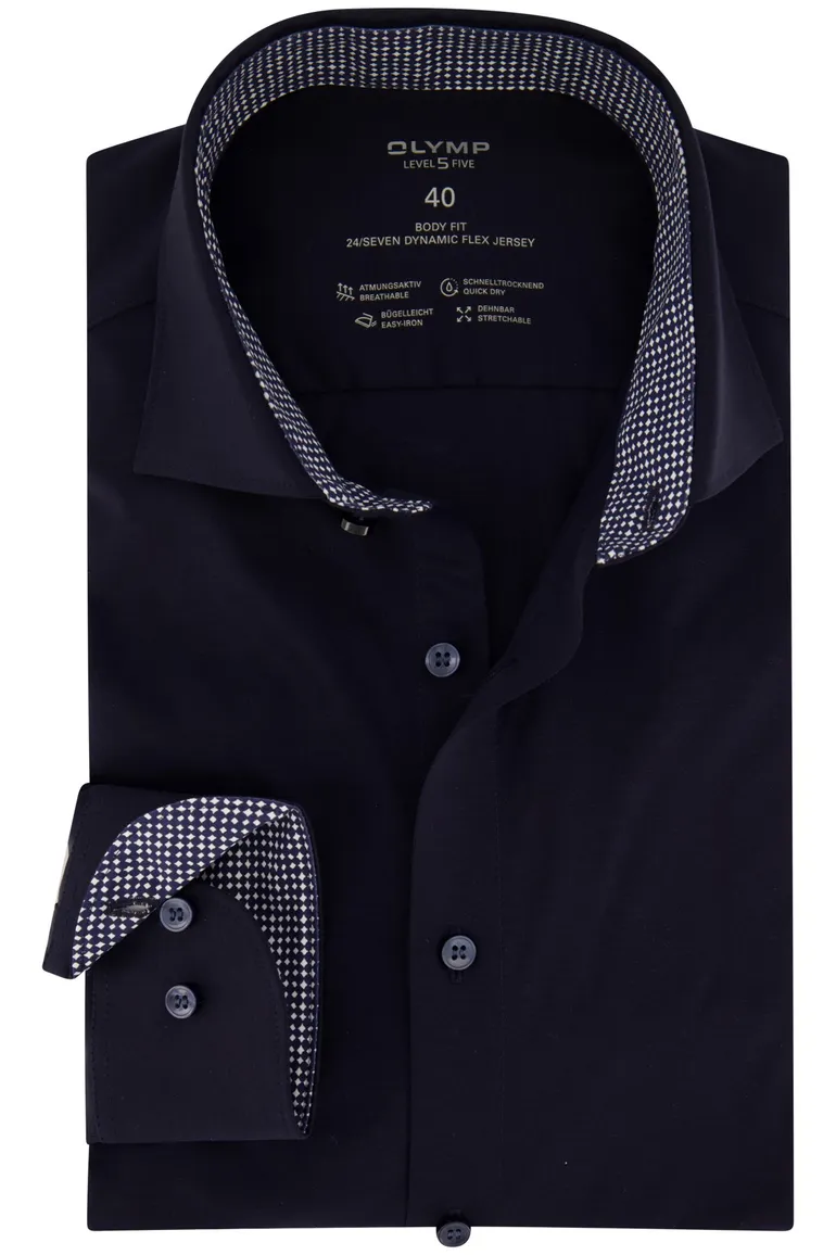 Olymp overhemd Level Five body fit navy uni