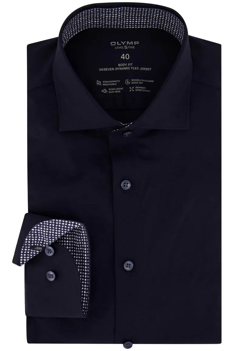 Olymp overhemd Level Five body fit navy uni