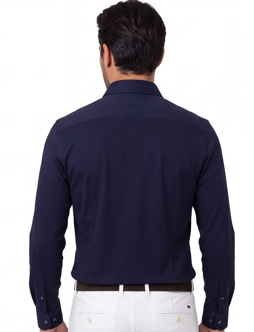 Olymp level 5 body fit overhemd donkerblauw