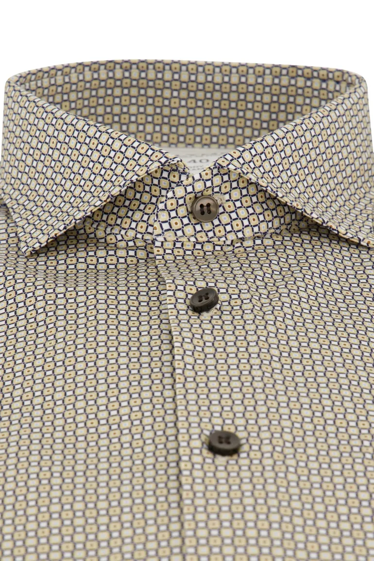 Olymp overhemd Level Five beige geprint katoen body fit
