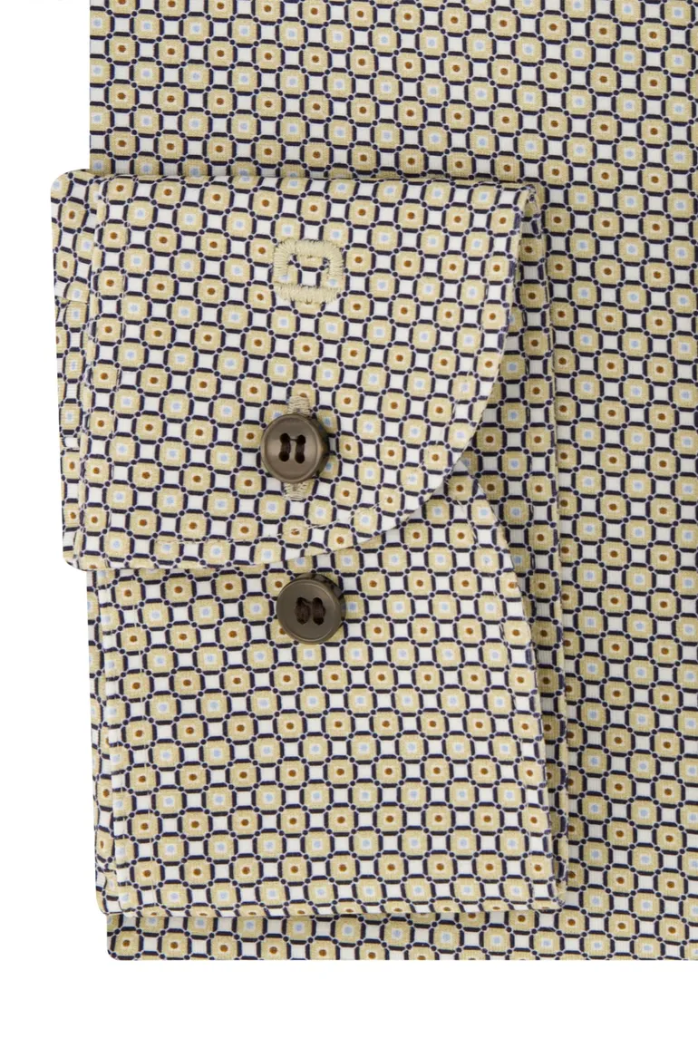 Olymp overhemd Level Five beige geprint katoen body fit