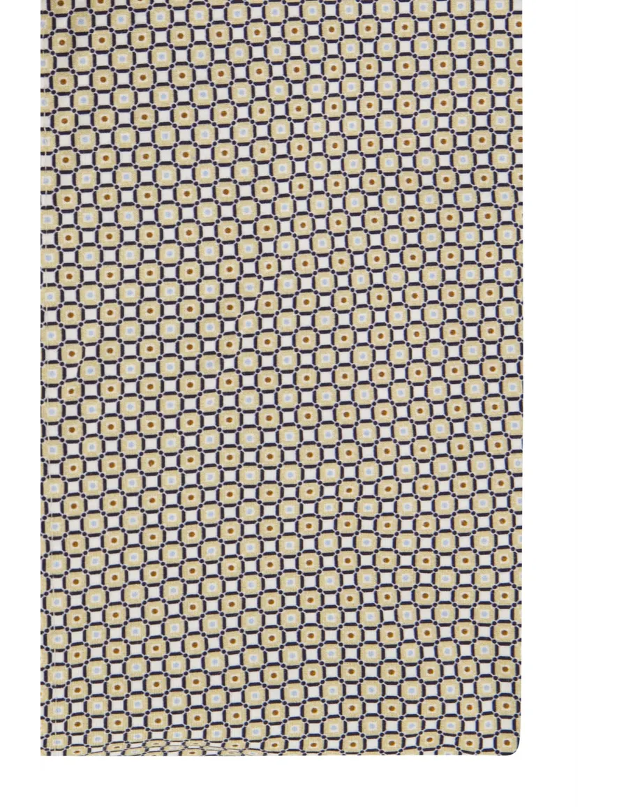 Olymp body fit overhemd beige geprint