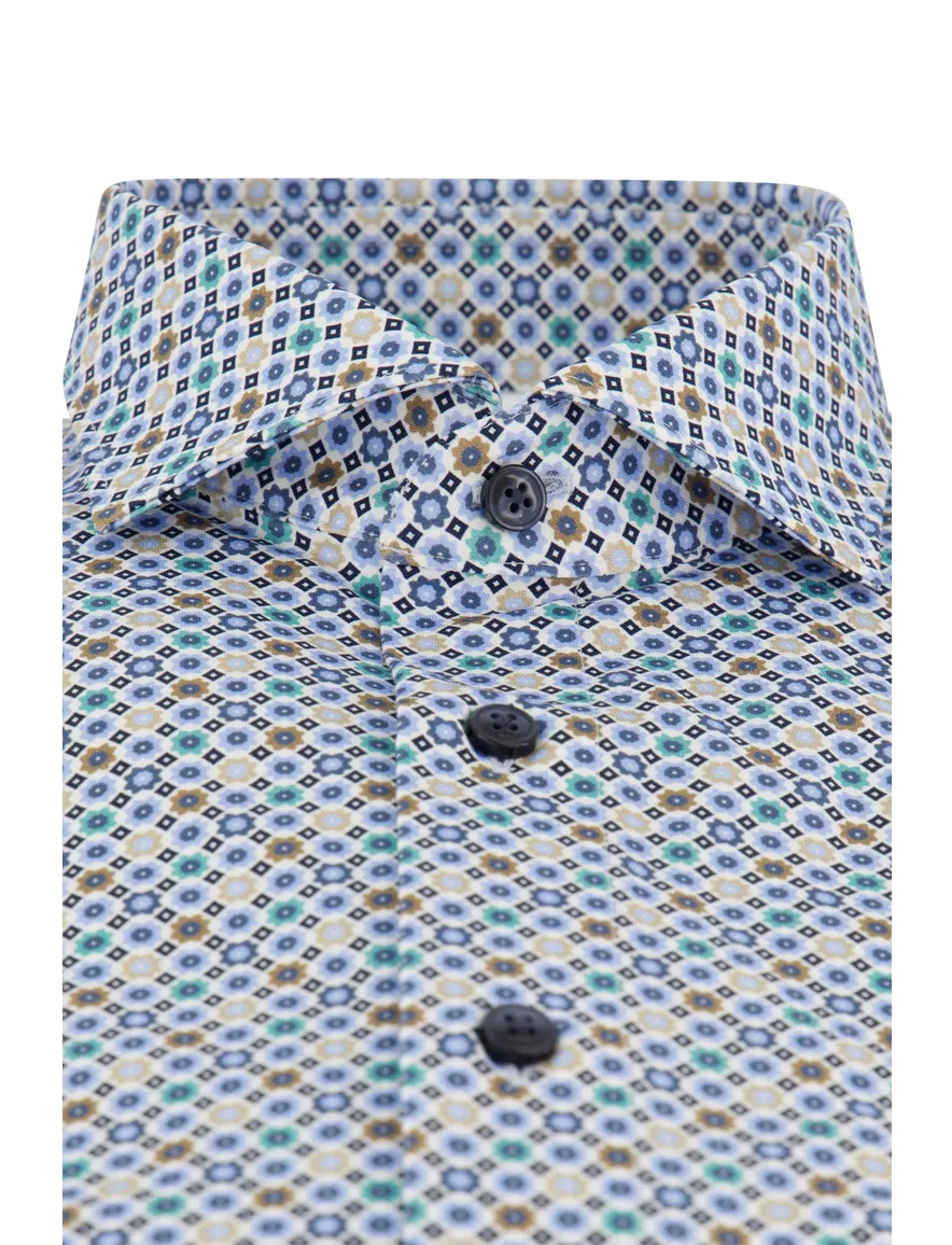 Olymp overhemd blauw geprint