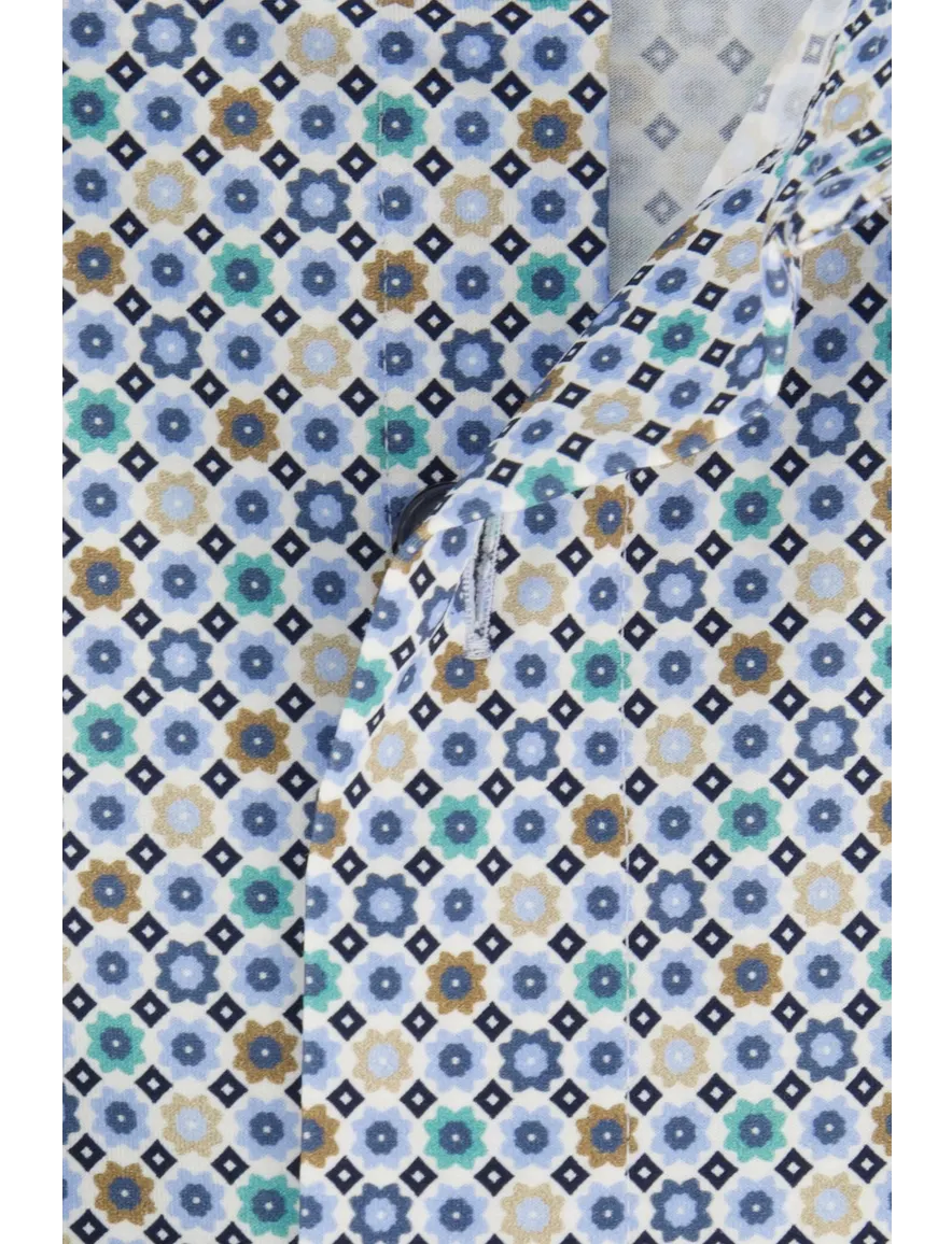 Olymp overhemd blauw geprint