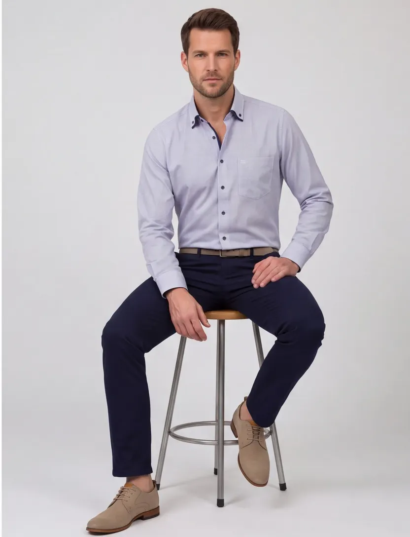 Zakelijk Casa Moda overhemd wijde fit blauw print