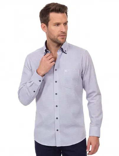 Casa Moda Comfort Fit Casa Moda overhemd blauw geprint