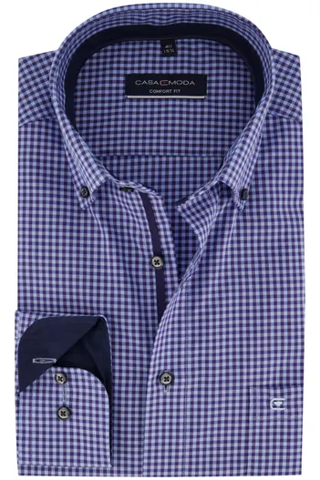 Casa Moda Casa Moda overhemd blauw Comfort Fit geruit