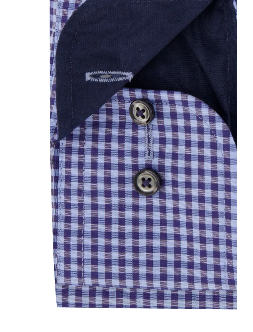 Overhemd Casa Moda blauw Comfort Fit geruit met borstzak