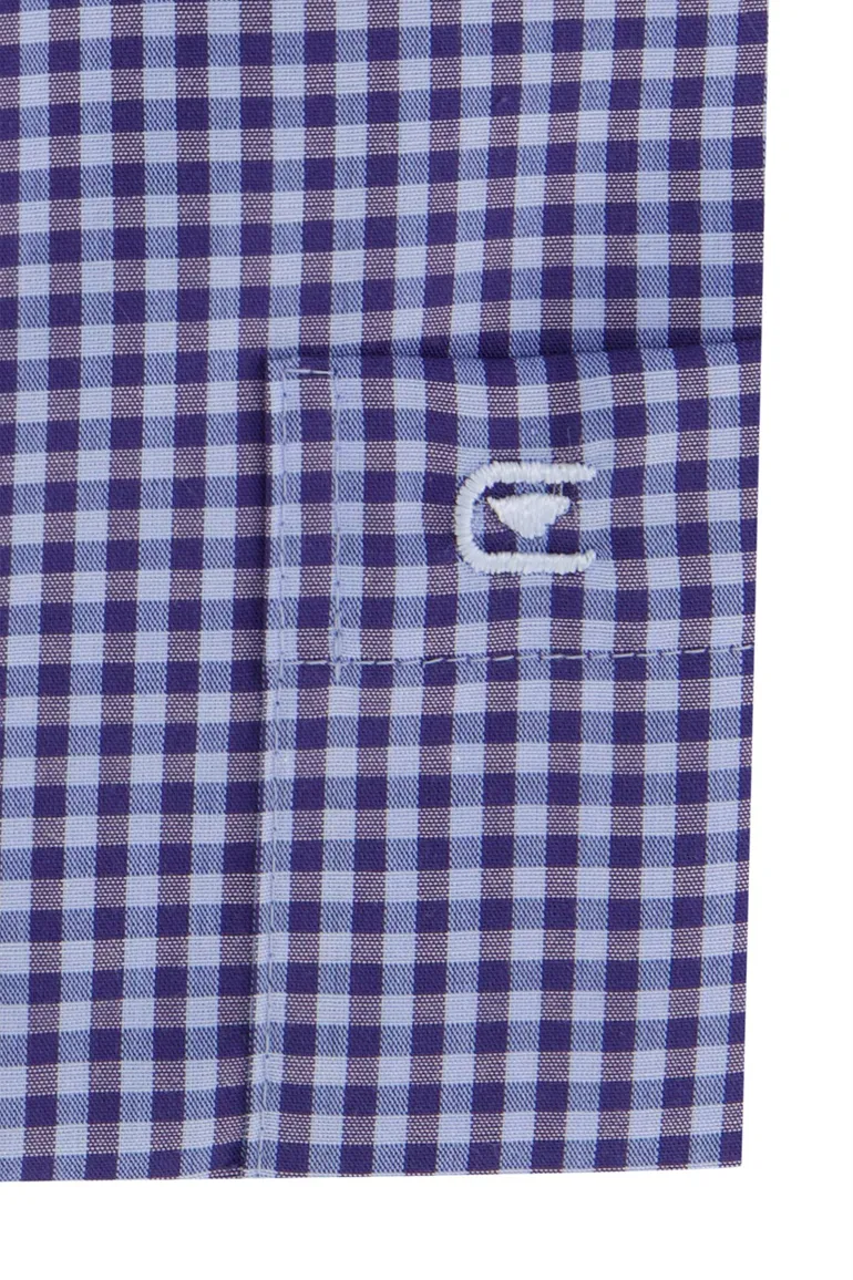 Overhemd Casa Moda blauw Comfort Fit geruit met borstzak