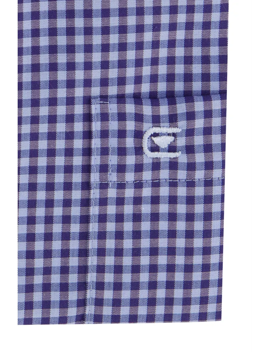 Overhemd Casa Moda blauw Comfort Fit geruit met borstzak