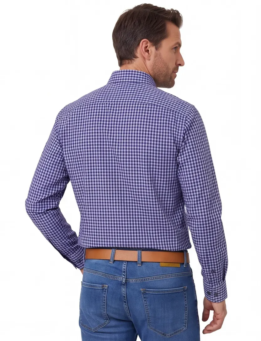 Casa Moda overhemd blauw Comfort Fit geruit