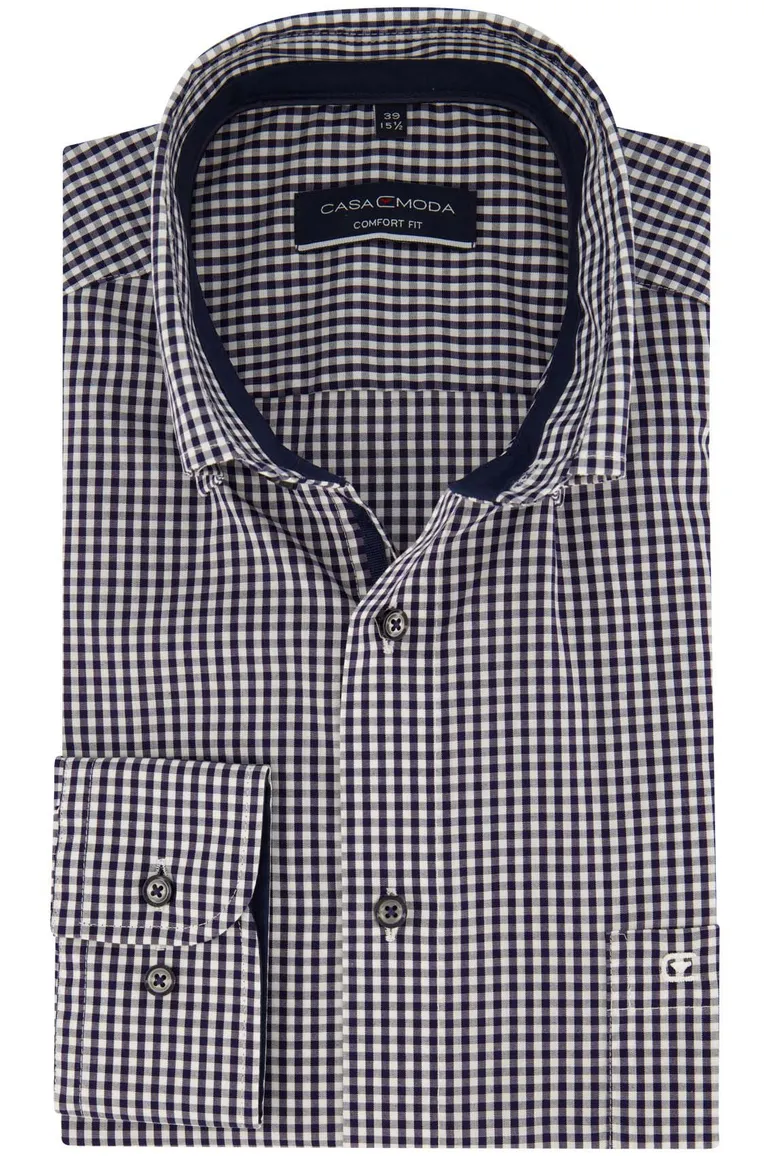 Casa Moda casual overhemd wijde fit navy geruit