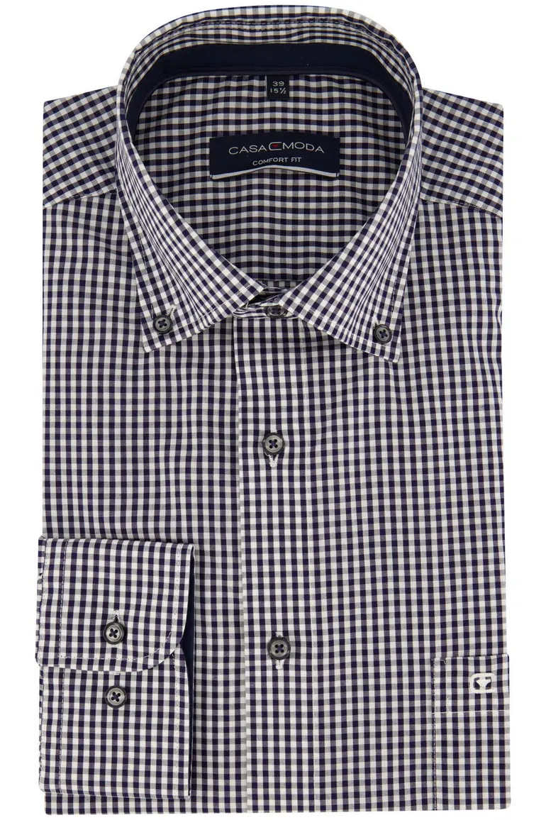Casa Moda casual overhemd wijde fit navy geruit