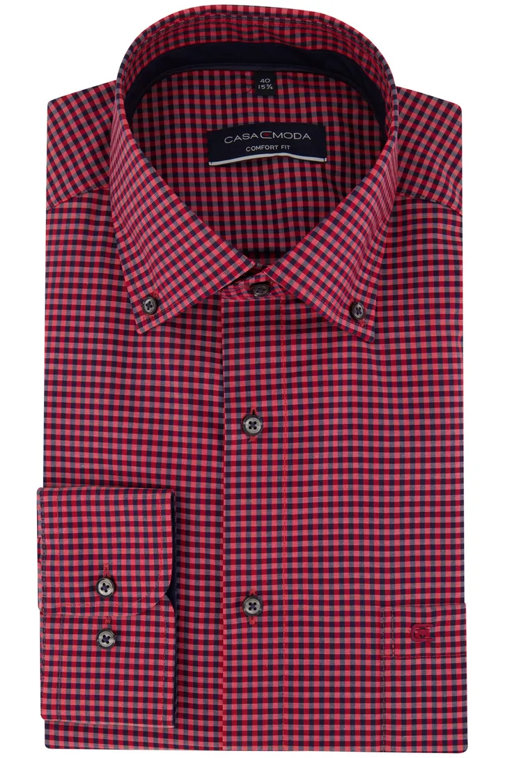 Geruit Casa Moda overhemd Comfort Fit rood