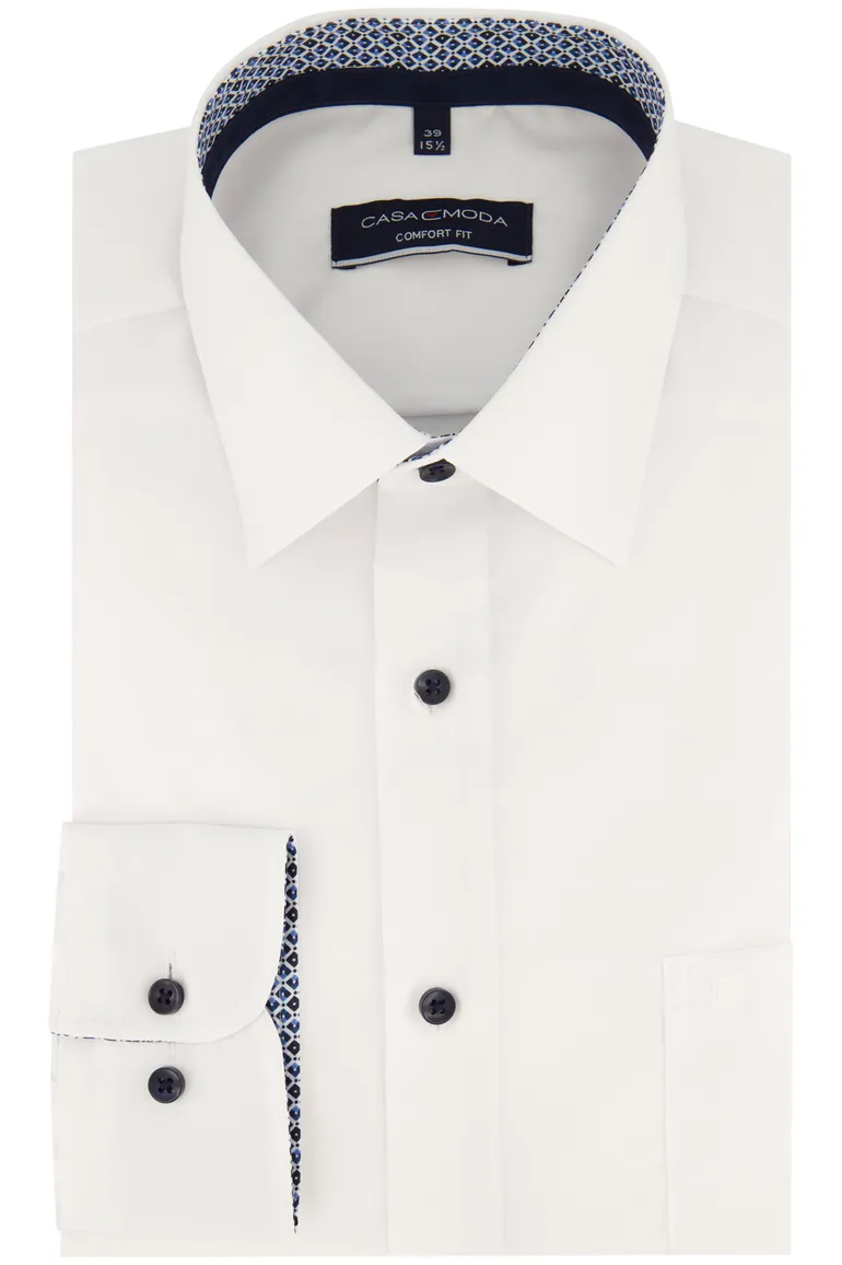 Overhemd Casa Moda Comfort Fit wit effen