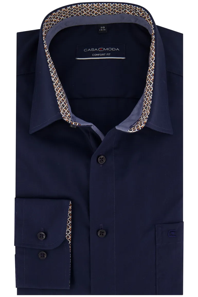 Casa Moda overhemd Comfort Fit navy effen