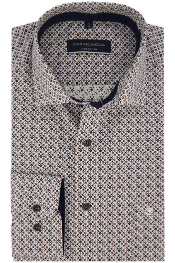 Casa Moda Overhemd Casa Moda Comfort Fit bruin geprint
