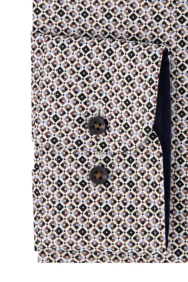 Overhemd Casa Moda Comfort Fit bruin geprint