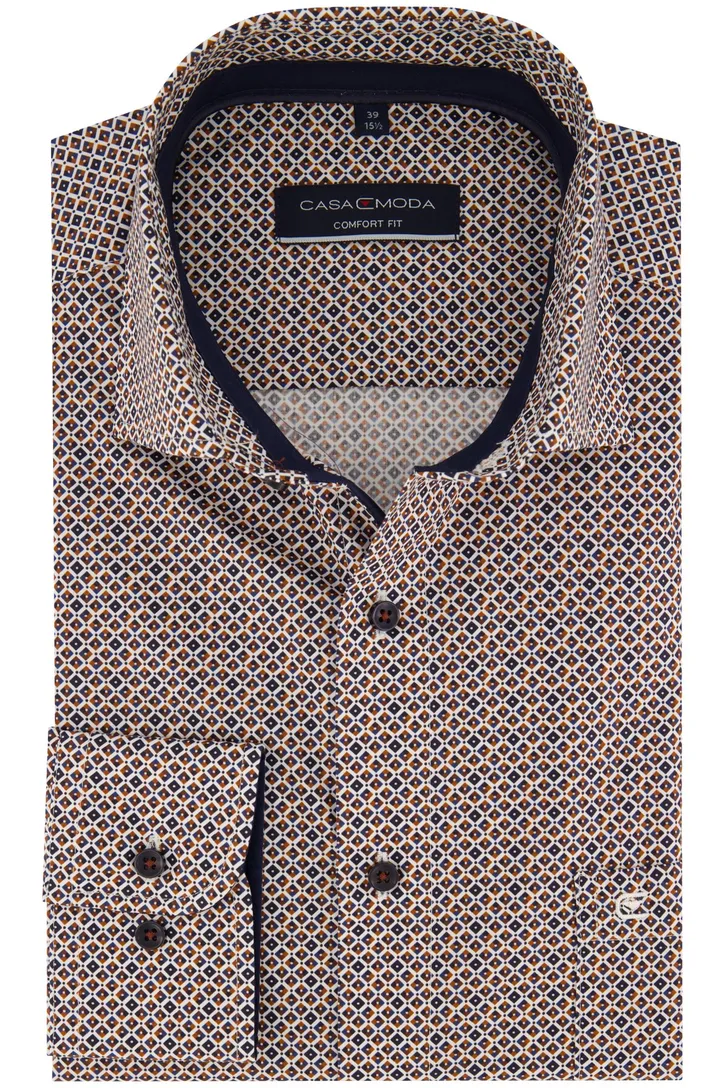 Casa Moda Comfort Fit overhemd wijde fit rood geprint