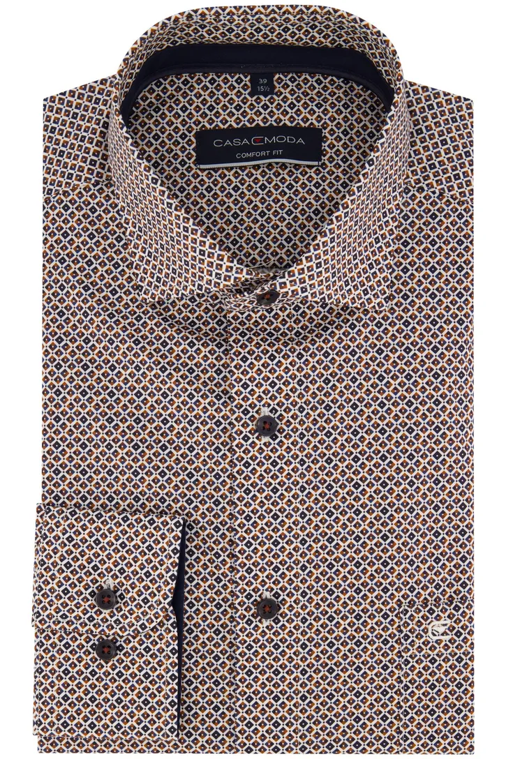 Casa Moda Comfort Fit overhemd wijde fit rood geprint