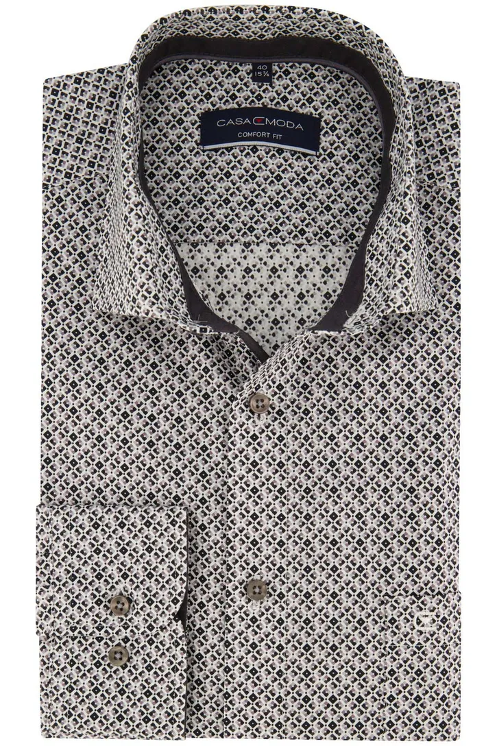 Casa Moda overhemd Comfort Fit grijs print