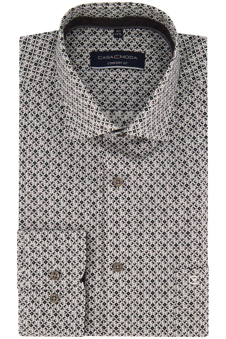 Casa Moda overhemd Comfort Fit grijs print
