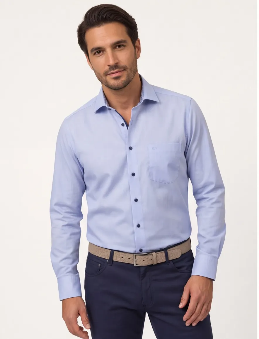 Casa Moda business overhemd normale fit lichtblauw effen