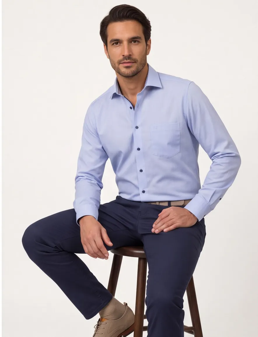 Casa Moda business overhemd normale fit lichtblauw effen