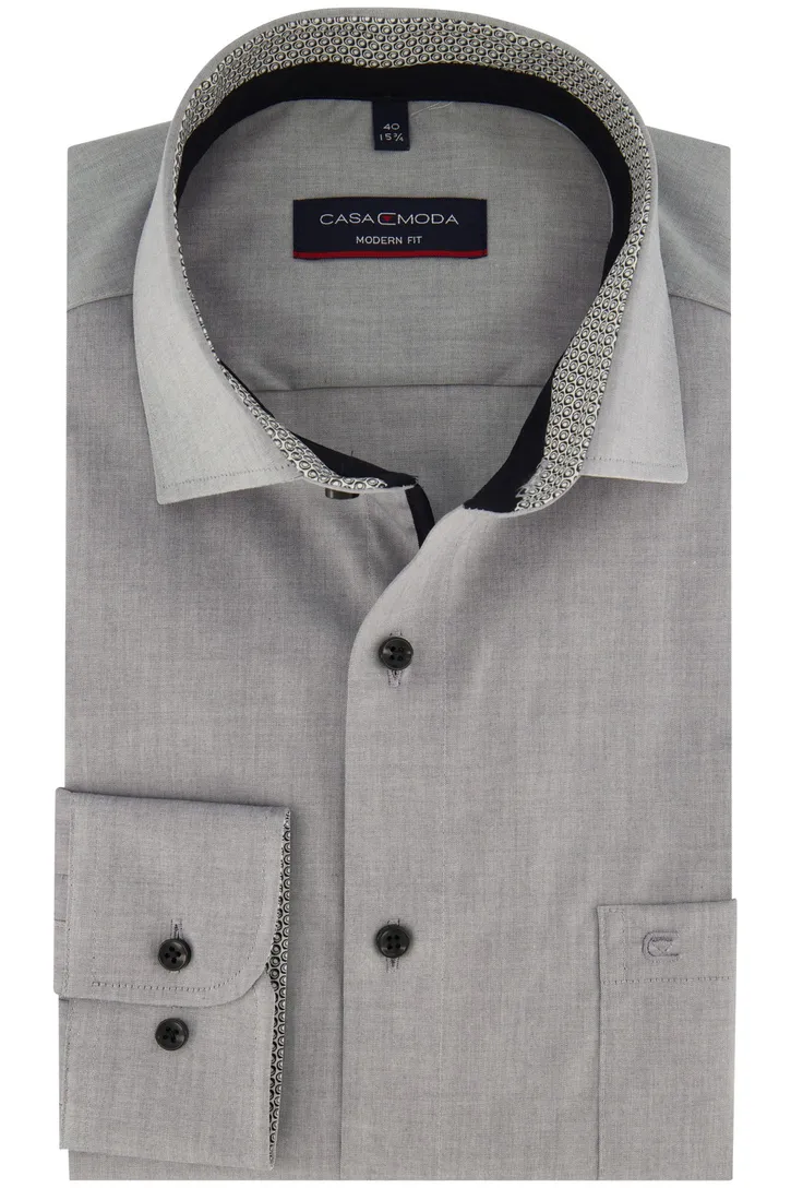 Overhemd Casa Moda business normale fit grijs effen