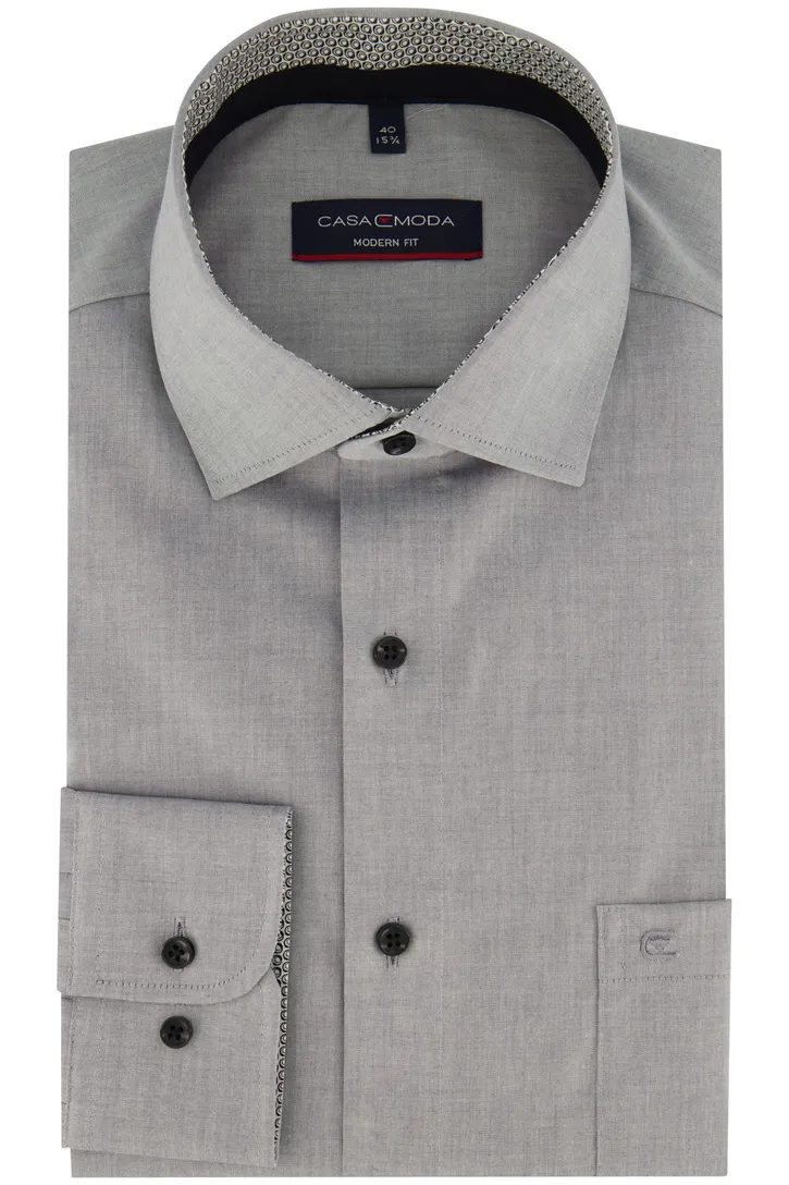 Overhemd Casa Moda business normale fit grijs effen