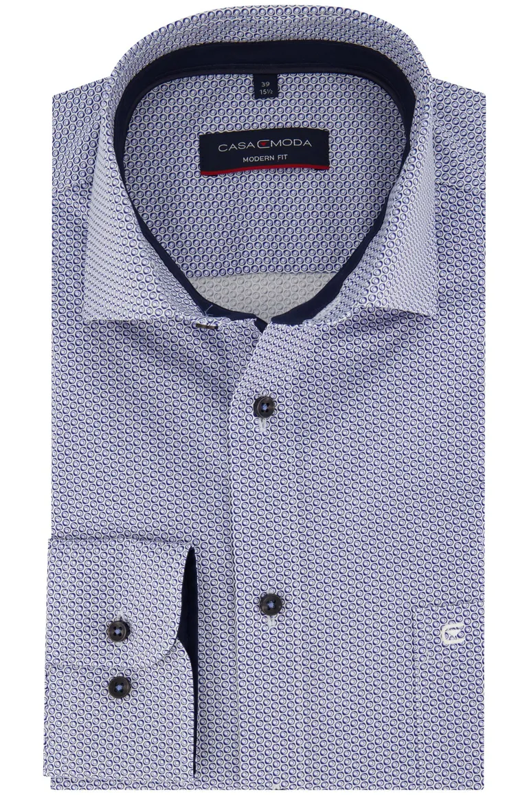 Casa Moda modern fit overhemd normale fit blauw geprint