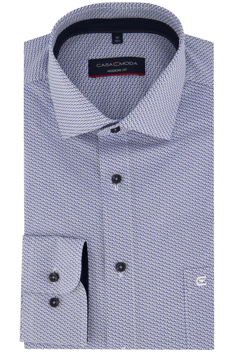 Casa Moda modern fit overhemd normale fit blauw geprint