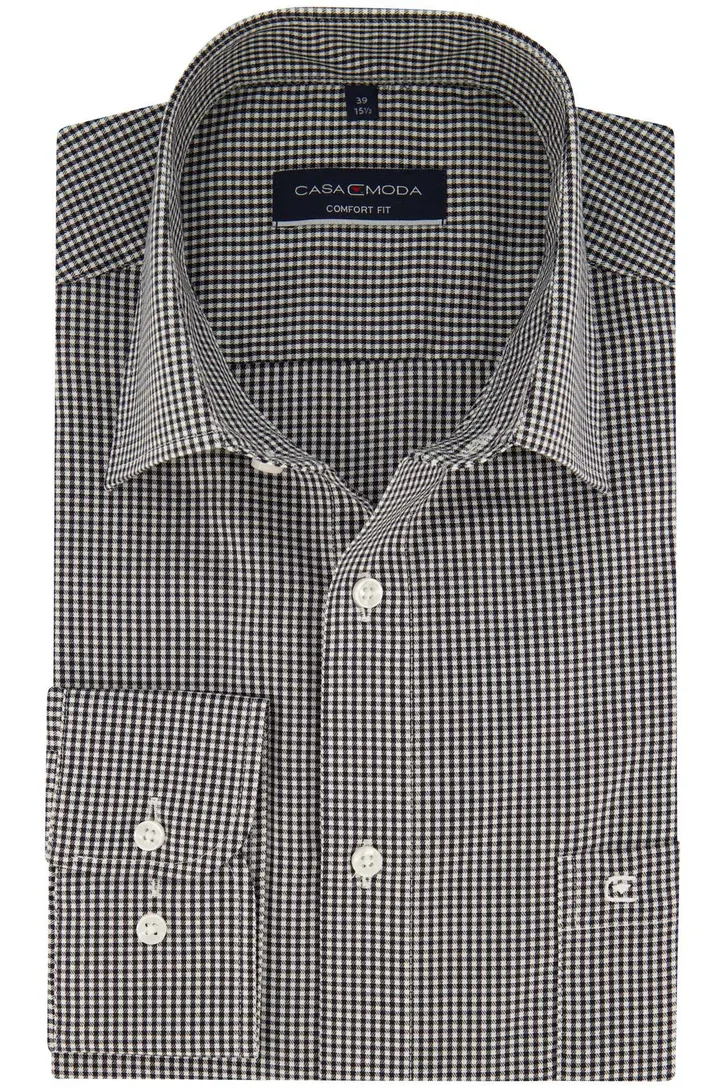Zwart geruit Casa Moda overhemd normale fit