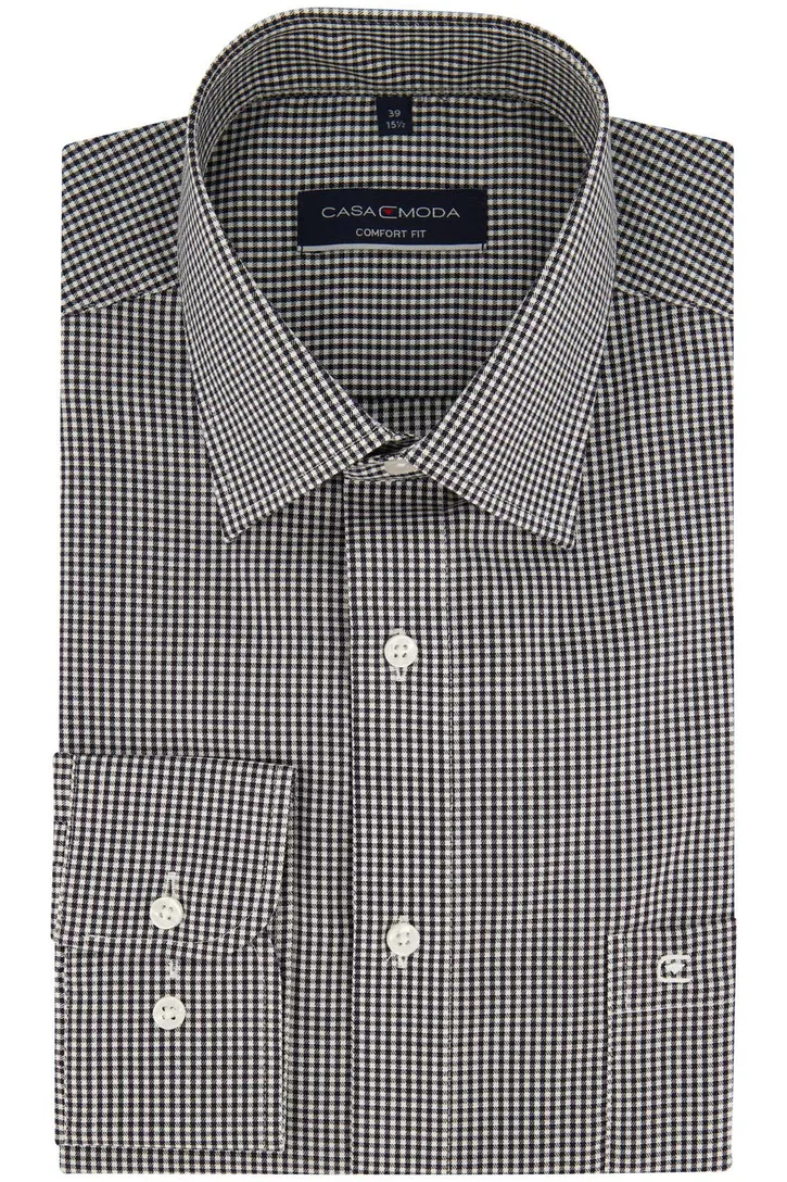 Zwart geruit Casa Moda overhemd normale fit