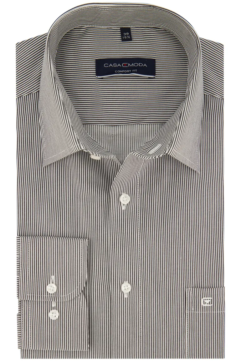 Casa Moda Comfort Fit overhemd zwart gestreept