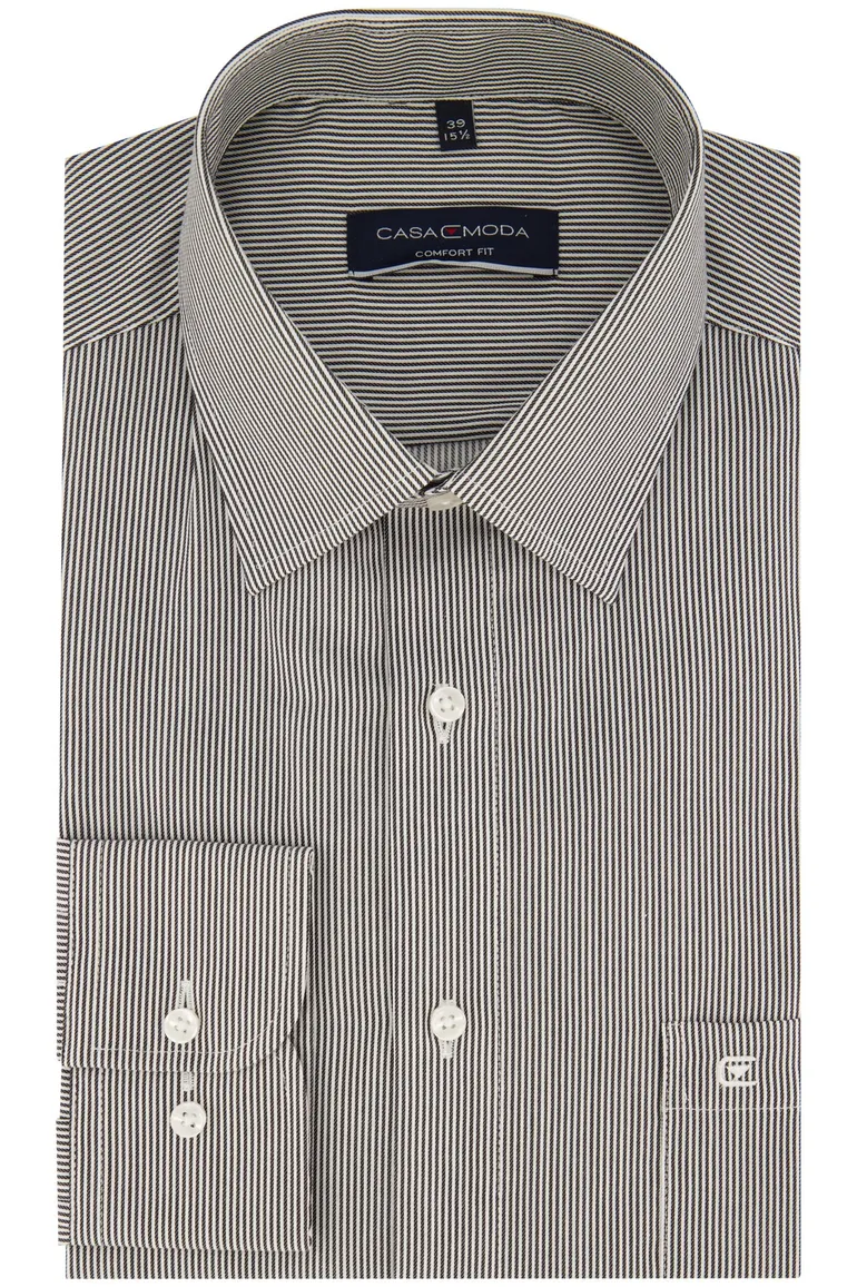 Casa Moda Comfort Fit overhemd zwart gestreept