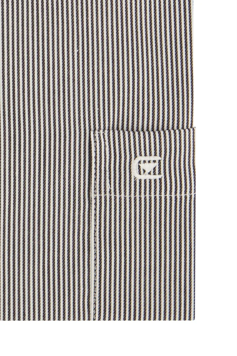 Casa Moda Comfort Fit overhemd zwart gestreept