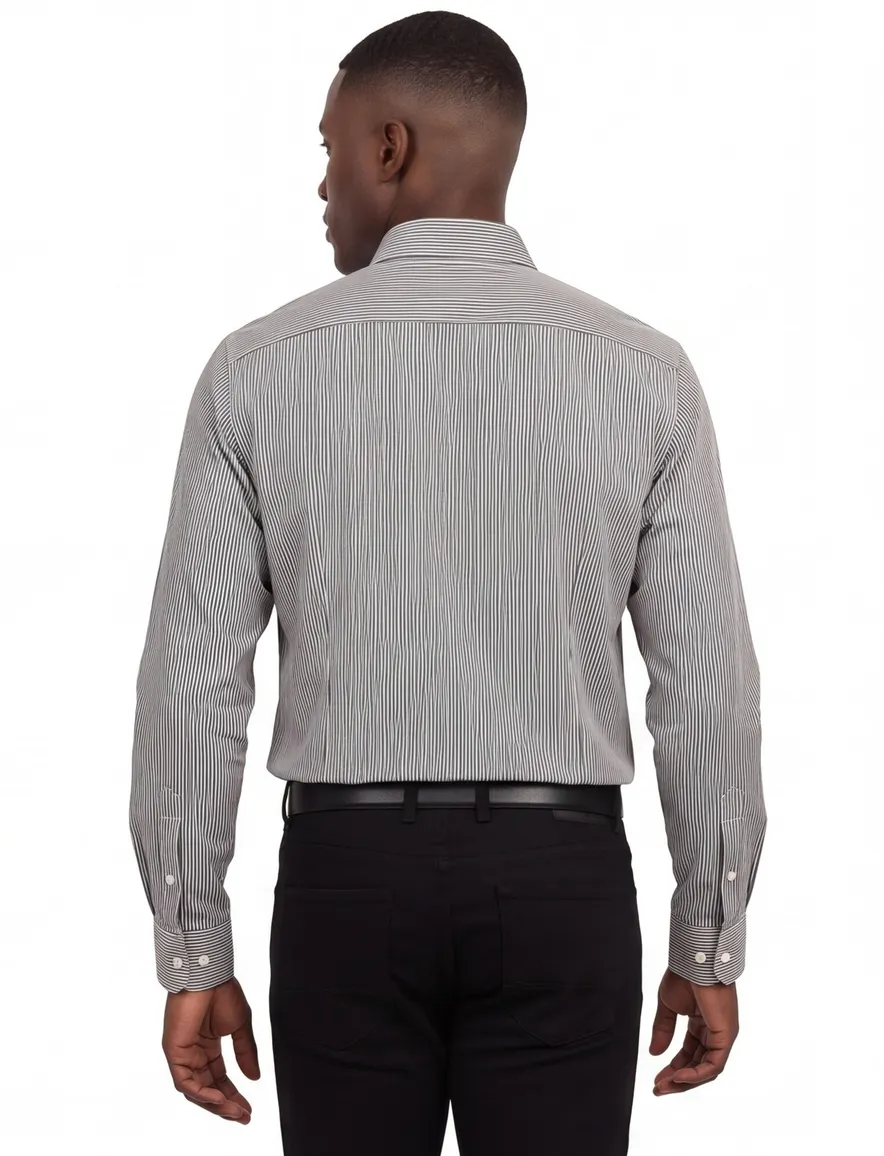 Casa Moda Comfort Fit overhemd zwart gestreept