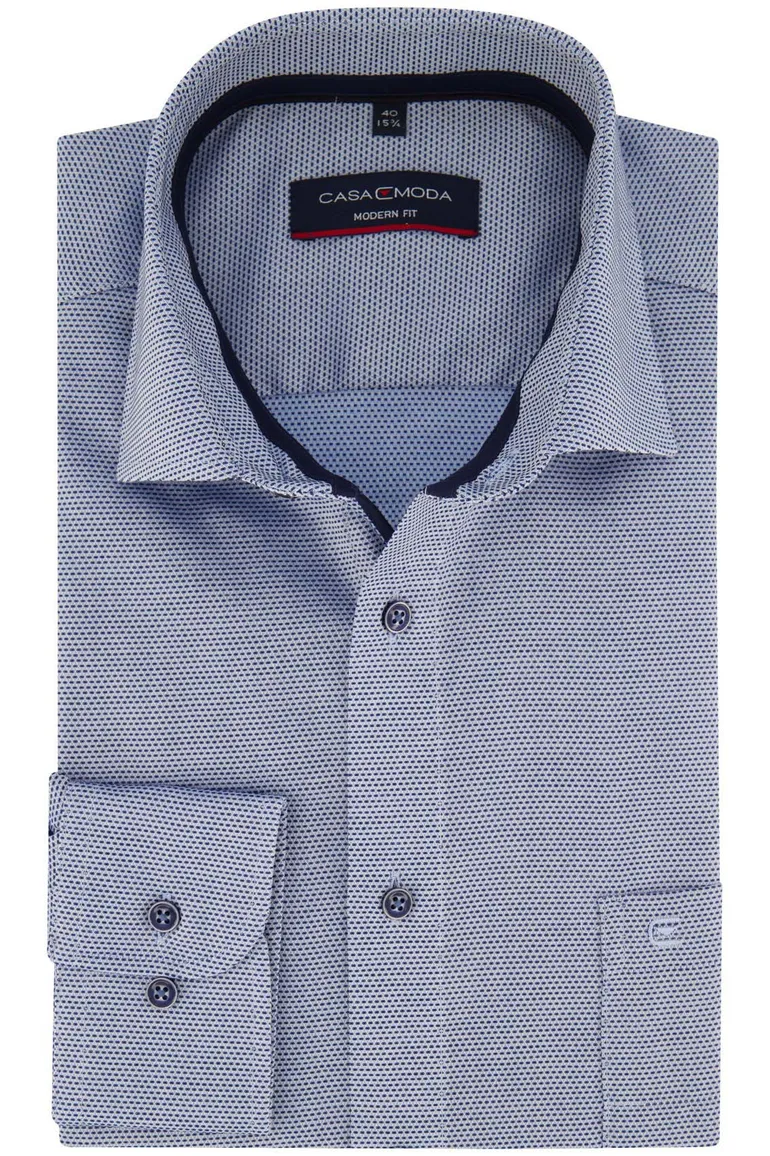 Casa Moda business overhemd normale fit blauw strijkvrij