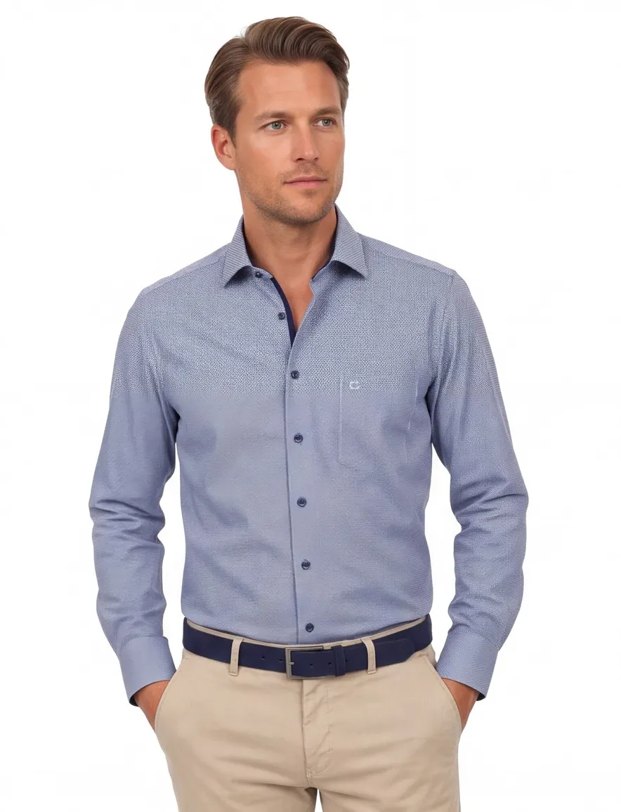 Casa Moda business overhemd normale fit blauw strijkvrij