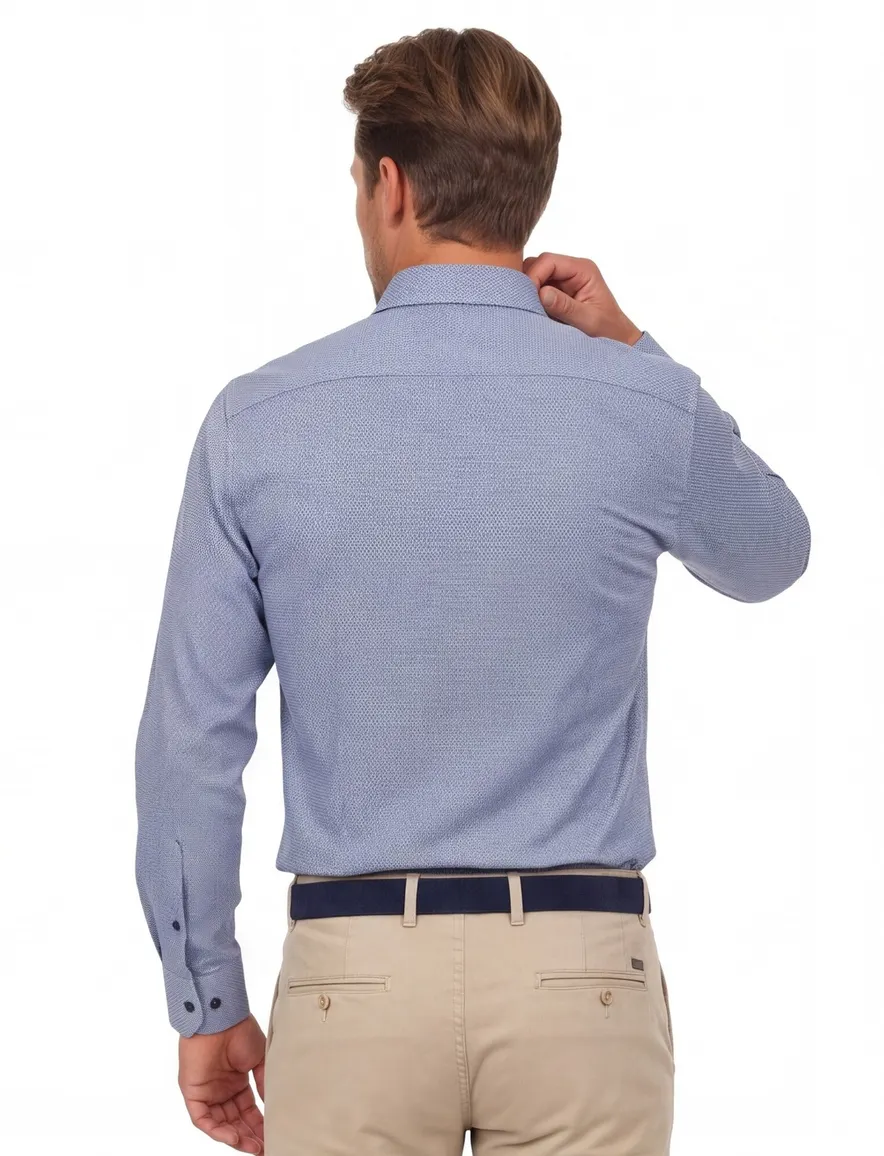 Casa Moda business overhemd normale fit blauw strijkvrij