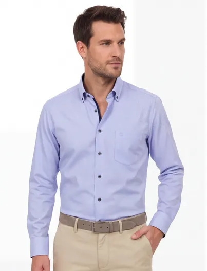 Casa Moda Casa Moda overhemd Comfort Fit blauw geprint